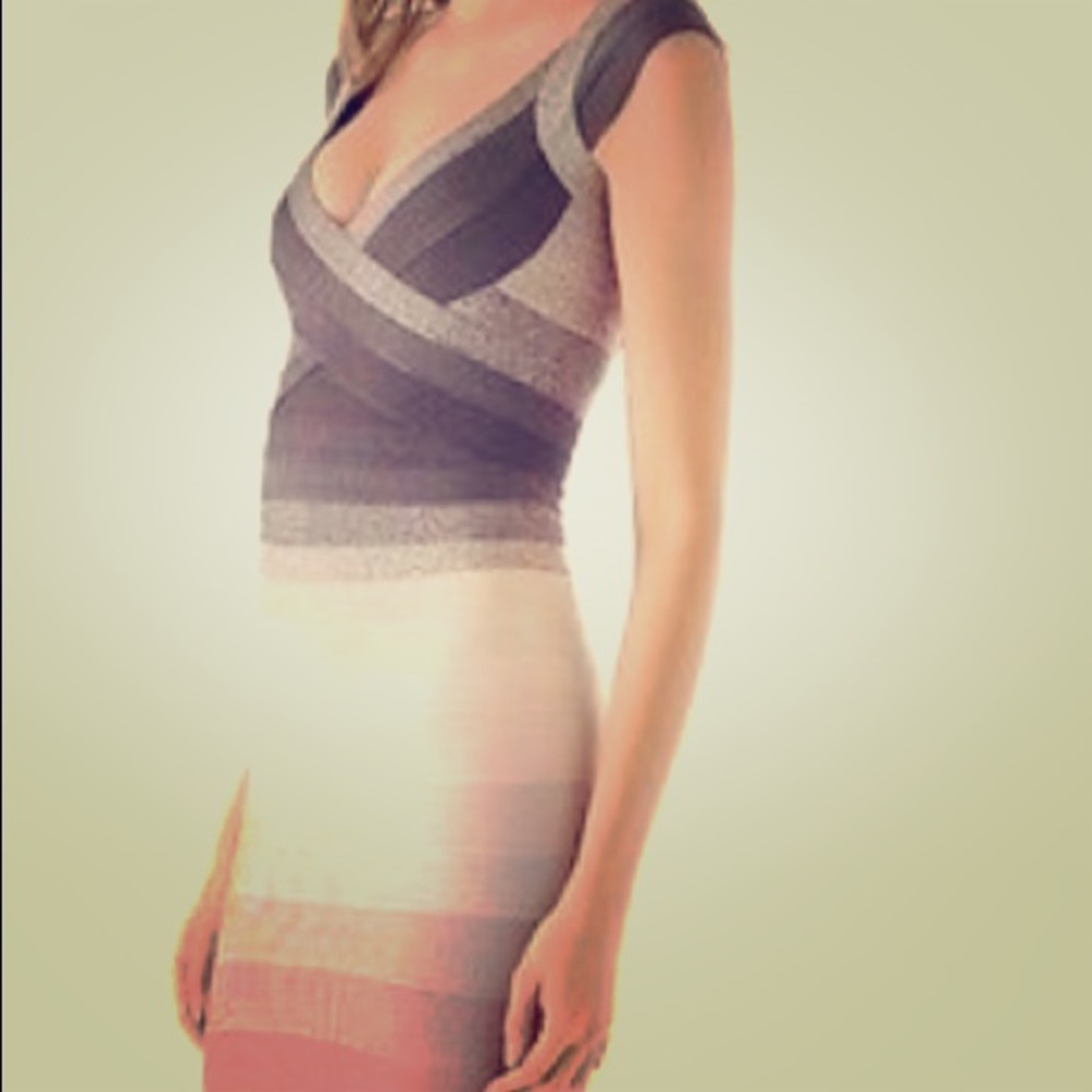 Grey Ombre Bodycon Bandage Dress